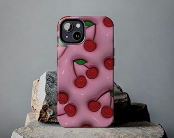 Cherries iPhone Case (Print) - for iPhone 15, 14, 13, 12, 11, 8, 7, XR, XS, X, Pro Max Plus Mini | Y2K | Coquette | Glossy