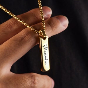 Men&#39;s Personalised Necklace, Custom Name Necklace, Men&#39;s Bar Necklace Name Jewelry for Men, Custom Necklace for Men, Unisex Necklace