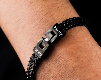 Herren Armband mit kostenloser persönlicher Gravur •Armband mit Gravur personalisierbar-Herren Armband mit Gravur-Vatertagsgeschenk • Freund Papa Papa