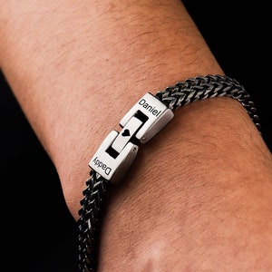 Personalized Bracelet, Engraved Men&#39;s Name Bracelet, Custom Bracelet For Men, Personalized Gift For Him, Fathers Day Gift,Men&#39;s Gift