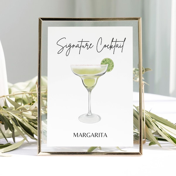 Signature Drink Cocktail Print | Margarita Cocktail Art | Wedding Bar Sign