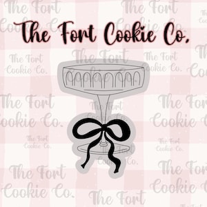 Martini Glass-Wine Glass-Martini with Bow Glass- Elegant Glass Cookie Cutter- Bridal Shower- Girls Night Cookie Cutter- Bachelorette