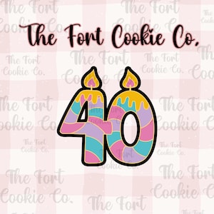 40 Birthday Number Cookie Cutter- Birthday Candle Cookie Cutter- Candle Shape- Adult Party- Celebration Cookie Cutter
