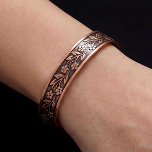 Pure Copper Flower Bracelet — Hand-Crafted Floral Adjustable, Gift-Boxed | acycraft
