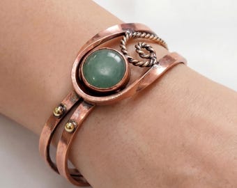 Pure Copper Bracelet with Natural Stone — Healing, Hand-Crafted Adjustable, Gift-Boxed | Miletos acycraft