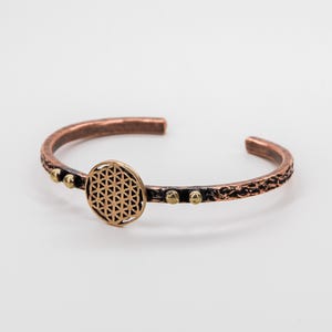 Pure Copper Bracelet Healing Flower of Life for Men & Women — Hand-Crafted Adjustable, Gift-Boxed image 1
