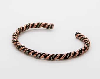 Pure Copper Assos Double Helical Cuff Bracelet — Hand-Crafted Adjustable, Gift-Boxed | acycraft