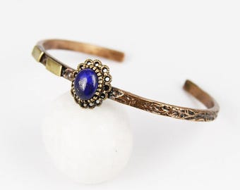Pulsera artesanal de cobre Acycraft Miletus con piedra natural de lapislázuli
