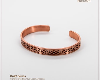 Pulsera de cobre puro con nudo celta para hombre y mujer — Ajustable, hecha a mano, en caja de regalo / acycraft