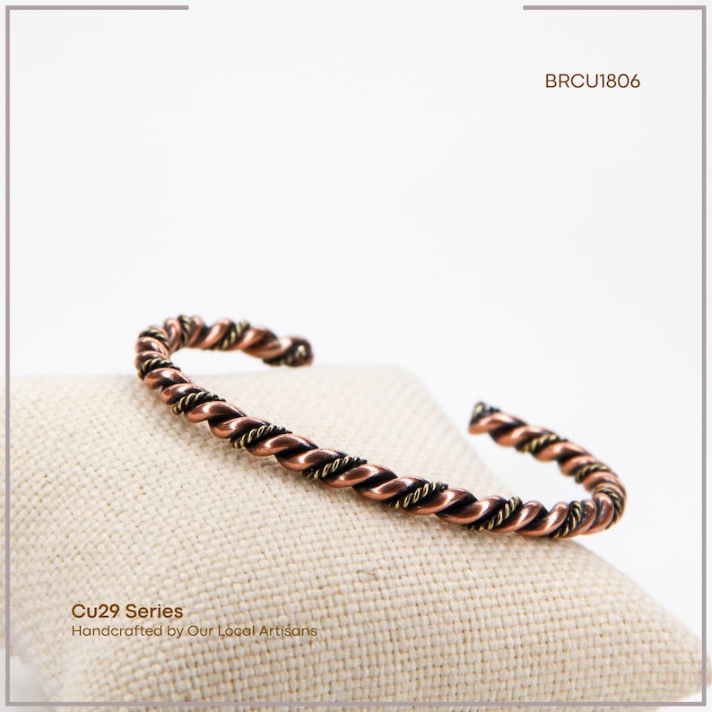 Pure Copper Assos Double Helical Cuff Bracelet — Hand-Crafted Adjustable, Gift-Boxed | acycraft image 4