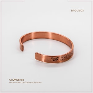 Braccialetto curativo Fiore della Vita in rame puro per uomo e donna — Regolabile, realizzato a mano, confezionato in scatola regalo / acycraft immagine 2