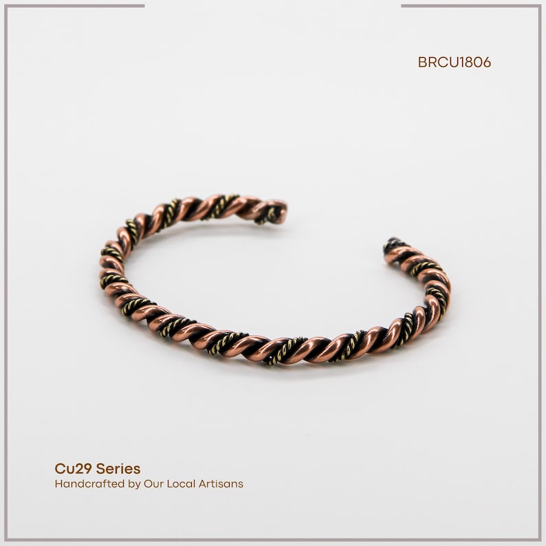 Pure Copper Assos Double Helical Cuff Bracelet — Hand-Crafted Adjustable, Gift-Boxed | acycraft image 1