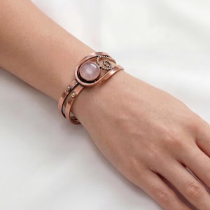 Armband i ren koppar med natursten — Läkande, handgjort justerbart, presentförpackning | Miletos acycraft bild 2