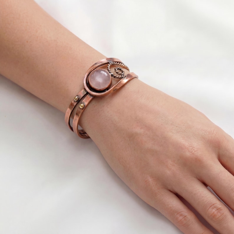 Armband i ren koppar med natursten — Läkande, handgjort justerbart, presentförpackning | Miletos acycraft bild 2