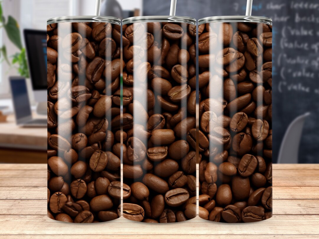 Coffee Bean 20 Oz Skinny Tumbler Sublimation Design Straight Etsy