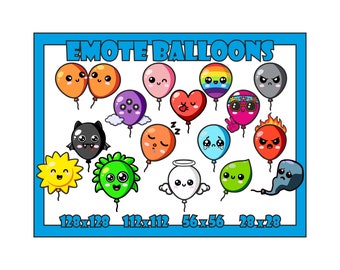 Colorful balloons Emotes. 16 pictures.