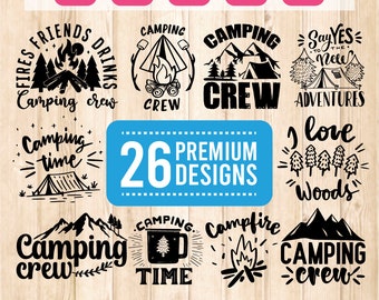 Camping Crew Svg, Camping Svg Bundle, Happy Camper Svg, Campfire Svg, Camp Life Svg, Camping Crew Png, Svg Files for Cricut, Cutfile, EPS