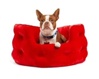 SAME DAY SHIP *** Red Velvet Tufted Dog/Cat/Pet Bed - Valentines Day Themed Pet Bed