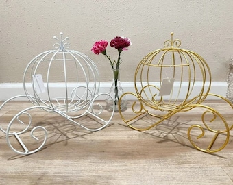 Cinderella Carriage, Large Metal Wire Carriage Decoration for Weddings, Parties, Centerpiece