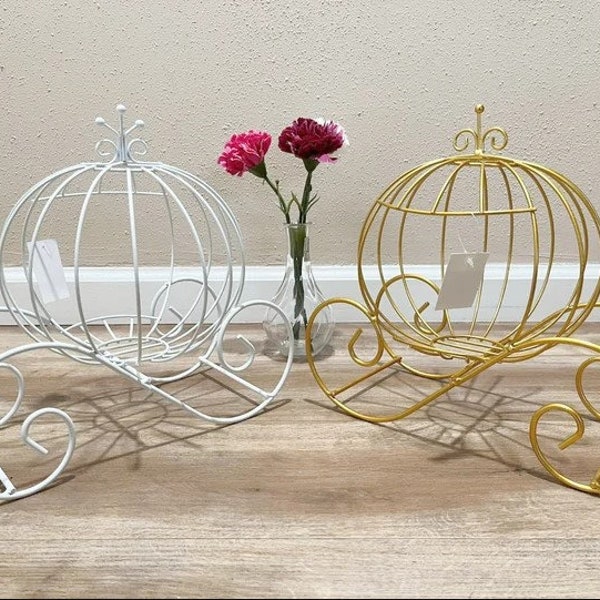 Cinderella Carriage, Large Metal Wire Carriage Decoration for Weddings, Parties, Centerpiece