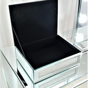 Diamante Silver Mirrored Glass Jewellery Box: Small Modern Storage