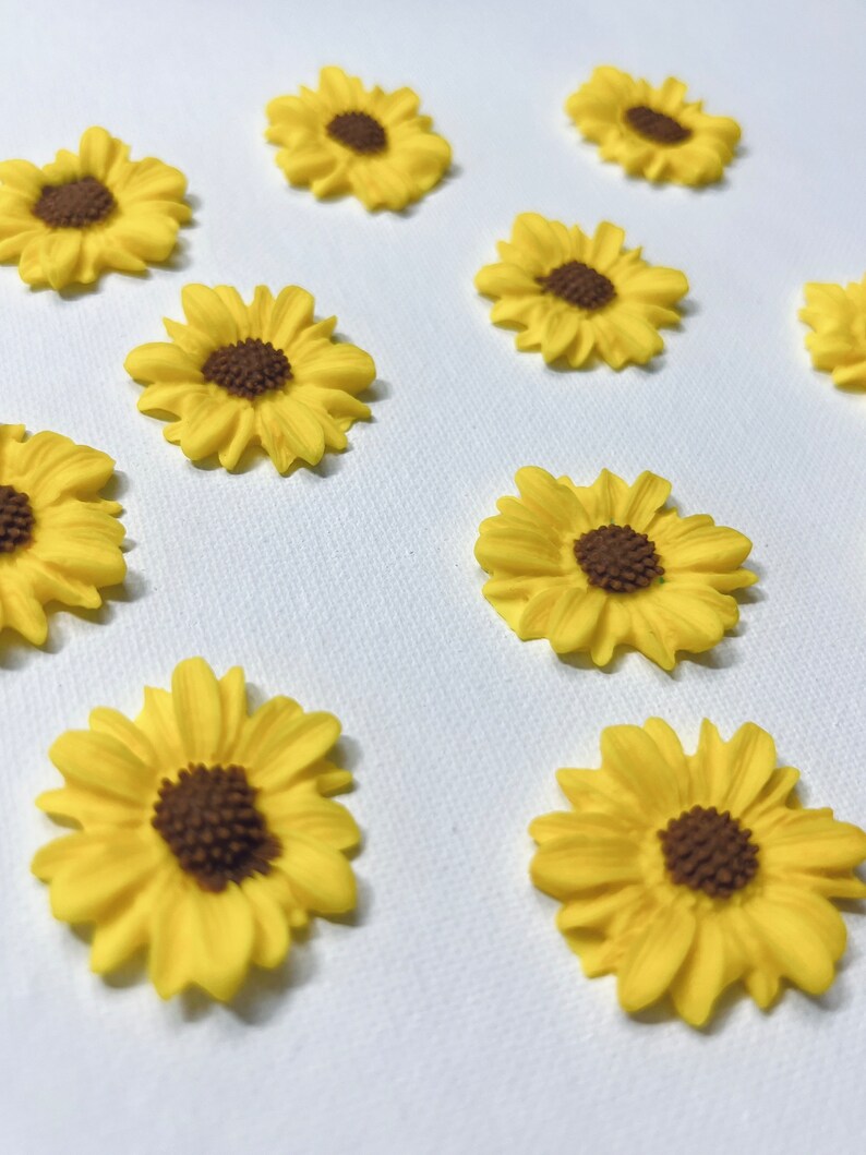 Sunflower Cupcake Toppers Fondant Cake Decoration Fall Flower Cake
