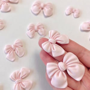 Princess Pink bow Cupcake Toppers Fondant Cake decoration | Bow Cake Toppers | Girl Cake Decoration | Baby shower cupcake toppers