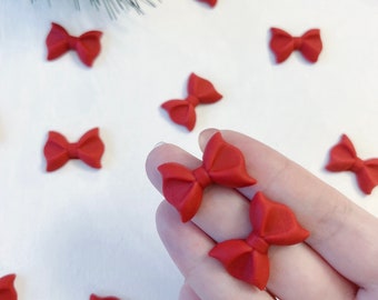 Red bow Cupcake Toppers Fondant Cake decoration | Bow Cake Toppers | Christmas Decoration | Christmas cupcake toppers