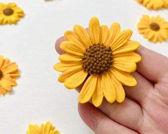 Large sunflower edible Fondant Cake decoration | flower Cake cupcake Toppers | Sunflower Cake Decoration | wedding Cupcake toppers