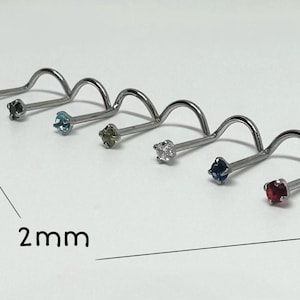 20G Stainless Steel Nose Screw Rings - Multicolor Prong Set - CZ Stone 2mm - Nose Ring Stud - Nose Jewlery - Nose Piercing - Tiny Nose Stud