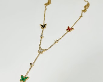 Colorful Butterfly Necklace - Gold  • Perfect Summer Jewelry, Bohemian Style • Gift for Her • Gift For Mom, Bridesmaid Gift