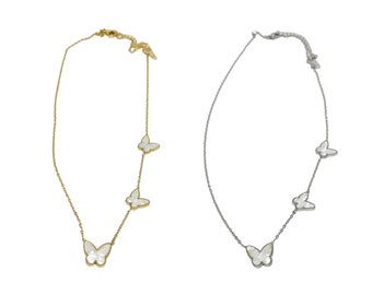Triple Butterfly Necklace - Gold & Silver • Perfect Summer Jewelry, Bohemian Style • Gift for Her • Gift For Mom, Bridesmaid Gift