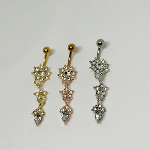 Flower Belly Ring - Flower Dangle Piercing -  - Flower Design - Flower Belly Piercing - Navel Jewelry - Body Piercing for Women