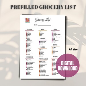Printable Meal Planner | Grocery List | Digital Download | PDF - Etsy