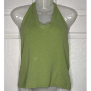Vintage Y2K Gap Womens Large Lime Green Halter Top Boho Festival Beach 90&#39;s