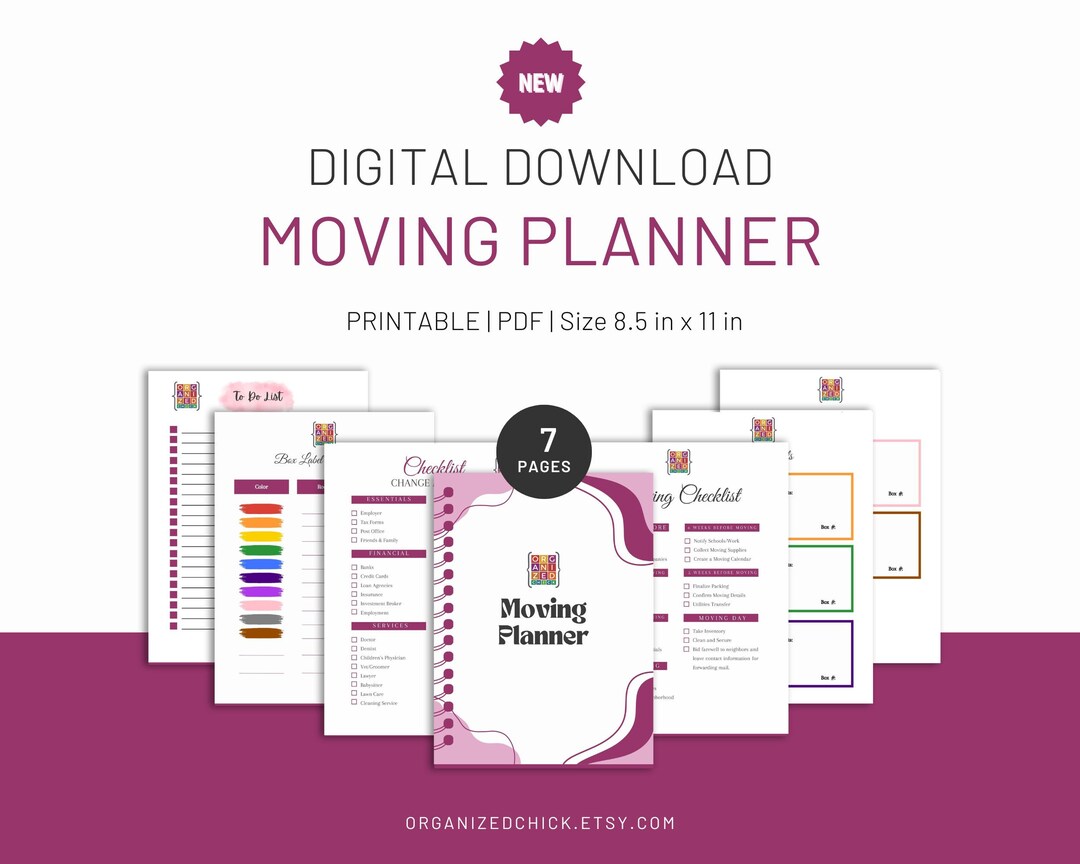 Printable Moving Planner | Moving Checklist, Change Address Checklist ...