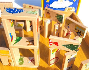 Regalo personalizzato per bambini piccoli - Gioco di abbinamento in legno - Giocattolo didattico Montessori per la scuola materna - Compleanno per bambini - Gioco di ingegno