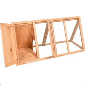 47" Triangle Chicken Coop 2-Doors Rabbit Hutch Small Animal Pet Run Cage Wooden