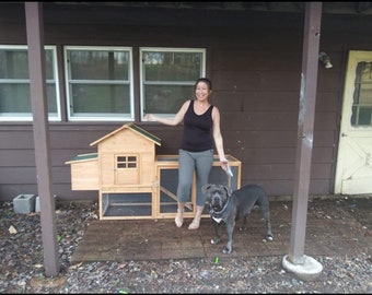 6.8ft Long Wooden Coop w/Cage