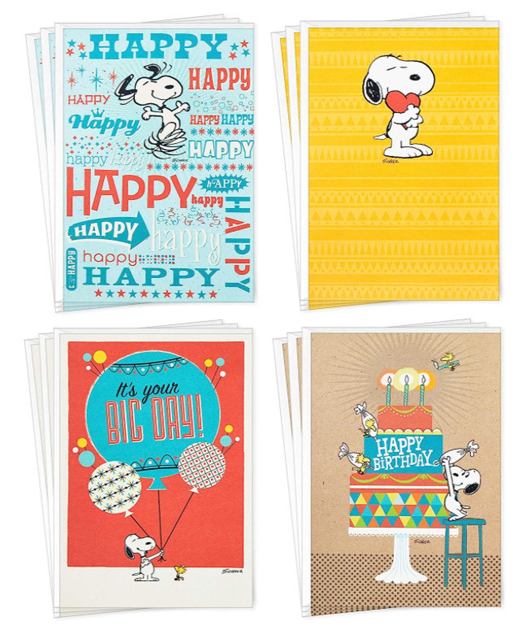 Hallmark Peanuts Birthday Cards Assortment Snoopy Designs 12 Etsy