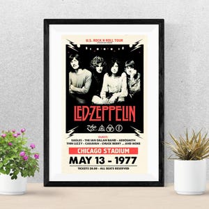 AFFICHE LED ZEPPELIN | de concert de Led Zeppelin | Affiche du concert de 1977 | Impression de souvenirs musicaux | Décoration murale Led Zeppelin