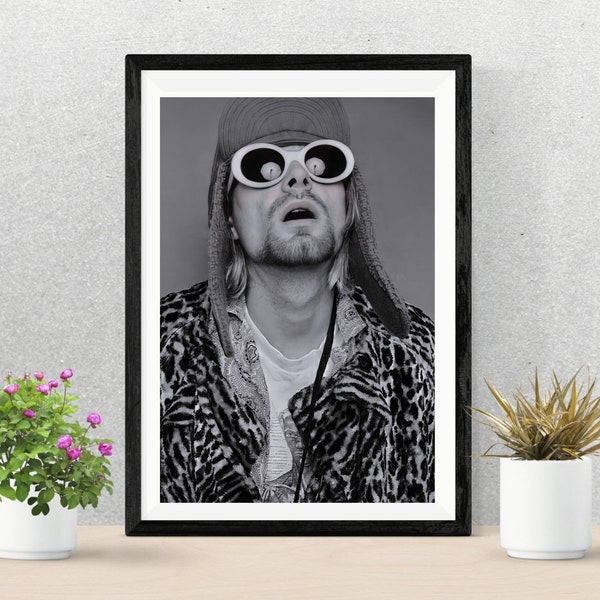Cartel de Kurt Cobain / Tributo al cartel de Nirvana / Kurt Cobain Walk Art / Sesión de fotos / Impresión de recuerdos musicales / Decoración de la pared de Kurt Cobain
