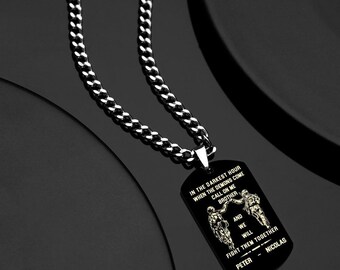 Call On Me Brother Engraved Tag Necklace In The Darkest Hour Gift For Brothers & Friends