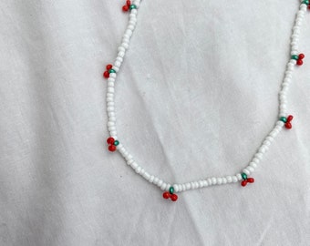 Cherry Necklace - handmade beaded cherry necklace