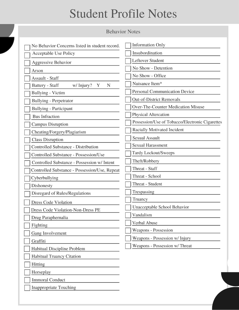 Student Notes Background Student Background Notes - Etsy