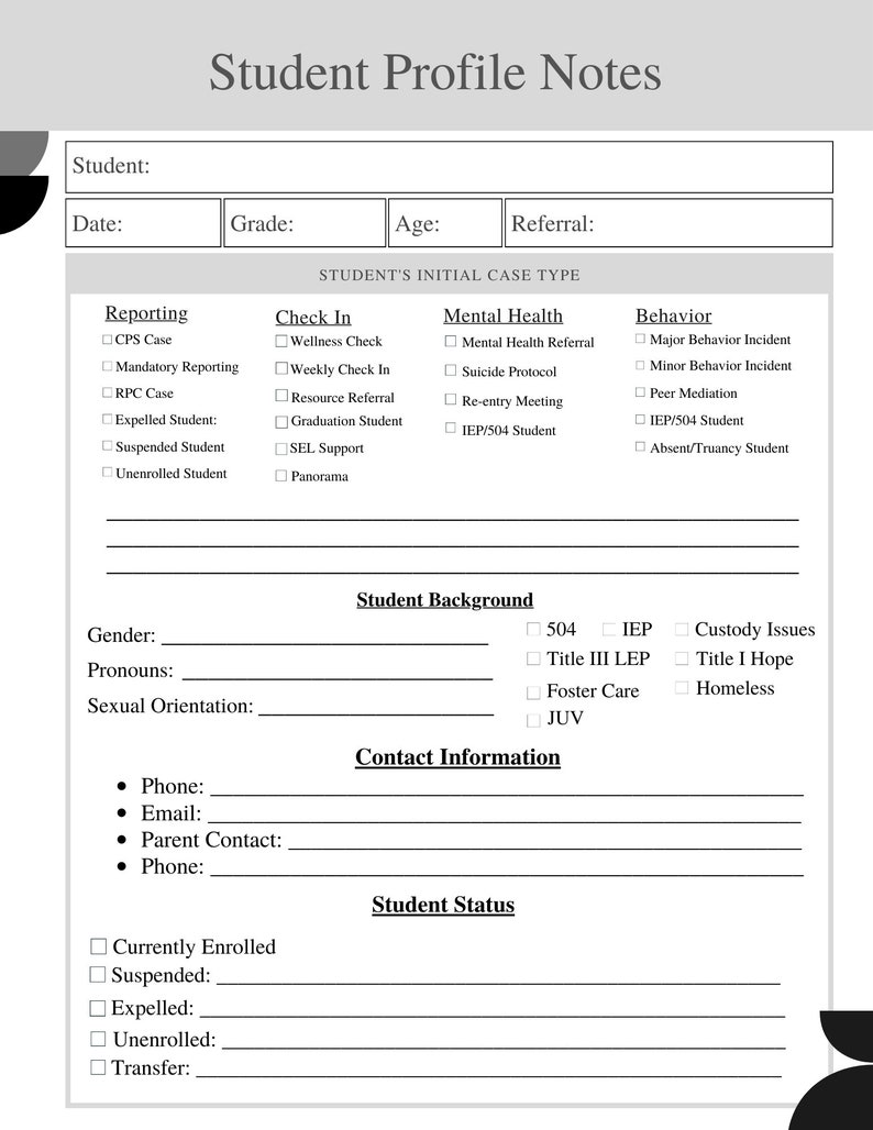 Course Notes Background Student Background Notes - Etsy