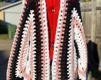 Oversized Multi Color Handmade Chunky Cardigan Jacket