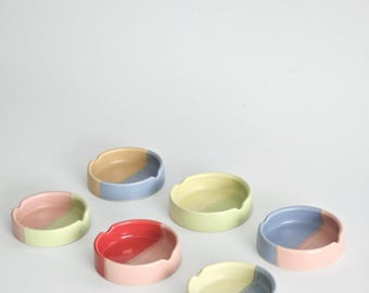 Handmade Ceramic Ashtray: Two-Tone Color Block Glaze