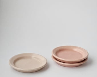 Handmade Ceramic Coaster: Pink Peach Pottery Ring Dish