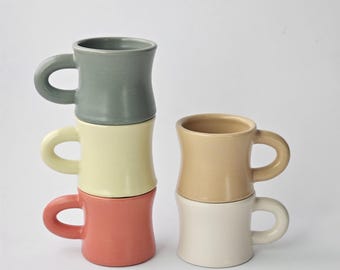 Handmade Ceramic Diner Mug: Retro Chunky Coffee Cup